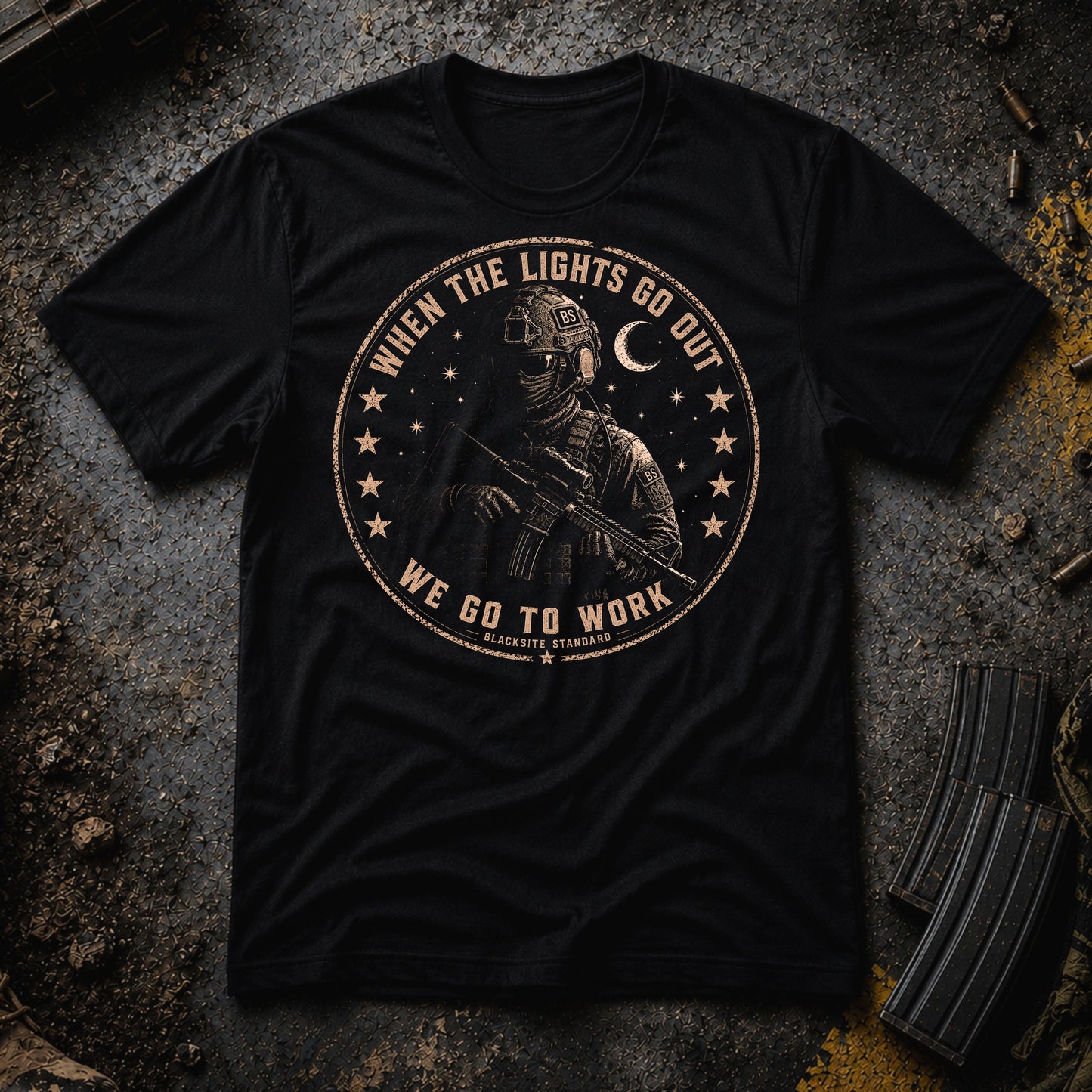 Lights Out // We Work T‑Shirt