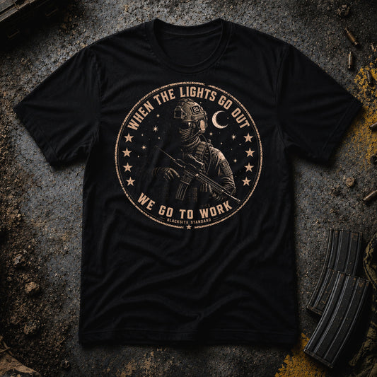 Lights Out // We Work T‑Shirt